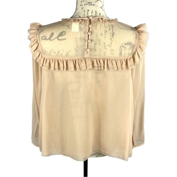 H&M Women’s Long Sleeve Peasant Top With Front Ruffle Detail - Picture 2 of 16